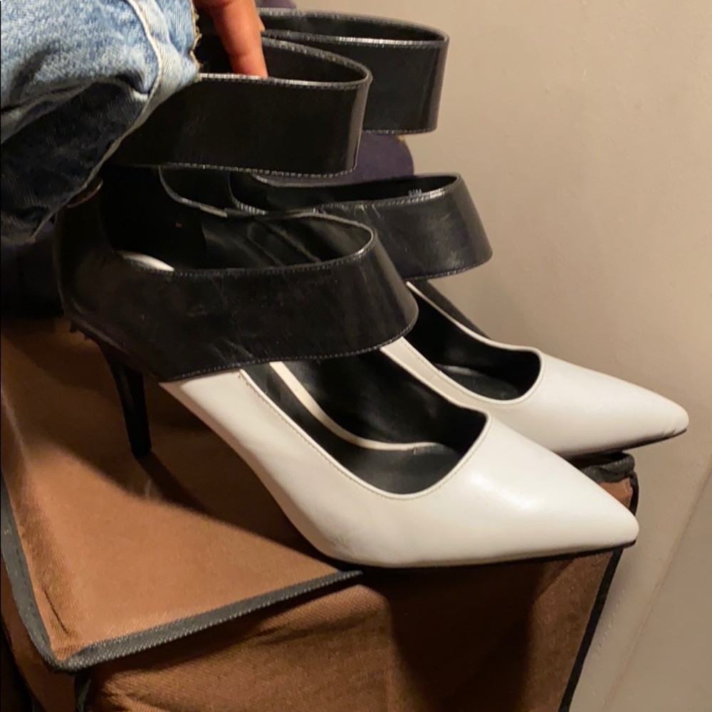 Black and white heels